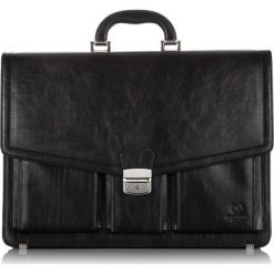 ELEGANCKA SKÓRZANA TECZKA MĘSKA PAOLO PERUZZI. Czarne torby męskie skórzane marki Paolo Peruzzi, w paski, ze skóry, eleganckie. Za 799,00 zł.