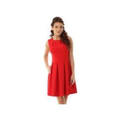 Sukienka kontrafałda czerwony ED002-8. Czerwone sukienki damskie marki Ella dora, s, bez wzorów, eleganckie, bez kołnierzyka, bez rękawów, rozkloszowane. Za 279,00 zł.