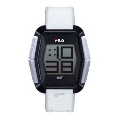 Zegarek "FILA38-102-003" w kolorze biało-czarnym. Białe, cyfrowe zegarki męskie marki Fila. W wyprzedaży za 139,95 zł.