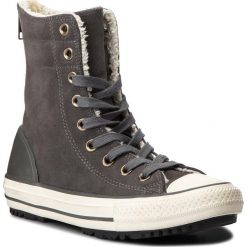 Trampki CONVERSE - Ct Hi-Rise Boot 549595C Thunder/Natu. Szare półbuty damskie Converse, bez wzorów, ze skóry, bez obcasa, na płaskiej podeszwie, bez zapięcia. W wyprzedaży za 229,00 zł.