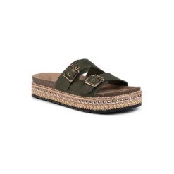 DeeZee WS989A-06 Khaki. Brązowe klapki damskie DeeZee, bez wzorów, z materiału, bez obcasa. Za 79,99 zł.