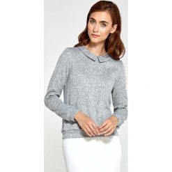 Szara Swetrowa Bluzka z Kołnierzykiem. Szare bluzki damskie marki Molly.pl, xxl, z dzianiny, eleganckie, z długim rękawem. Za 109,90 zł.