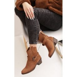 Camelowe Botki Greenle. Brązowe botki damskie Renee, na jesień, z okrągłym noskiem, przed kolano, na wysokim obcasie, na obcasie, na zamek. Za 149,99 zł.