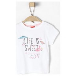 S.Oliver T-Shirt Dziewczęcy 68 Biały. Białe bluzki dziewczęce marki S.Oliver, z nadrukiem, z jersey. Za 35,00 zł.