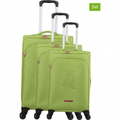 Walizki (3 szt.) "Teddy Bear" w kolorze zielonym. Zielone walizki marki Lulu Castagnette, z materiału. W wyprzedaży za 673,95 zł.