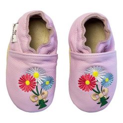 Buty dziecięce: Skórzane buty niemowlęce "Flower Bouquet" w kolorze lawendowym