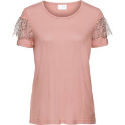 Shirt z dżerseju z koronką bonprix stary jasnoróżowy. Różowe koszulki damskie marki bonprix, w koronkowe wzory, z koronki, retro, bez kołnierzyka. Za 24,99 zł.