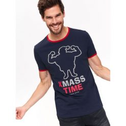 T-shirt xmass. Niebieskie t-shirty męskie Top Secret, na lato, xl, z nadrukiem, z bawełny, wizytowe, bez kołnierzyka, krótkie. Za 39,99 zł.