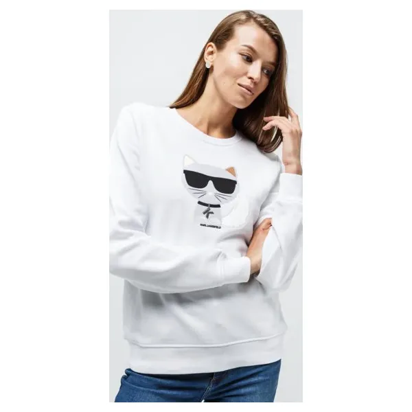 Karl Lagerfeld Bluza Ikonic Choupette , biały, rozmiar M. Białe bluzy damskie KARL LAGERFELD, s, z nadrukiem, z bawełny, bez rękawów, bez kaptura. Za 699,99 zł.