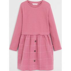 Mango Kids - Sukienka dziecięca Berta 110-52 cm. Różowe sukienki dziewczęce Mango Kids, bez wzorów, z elastanu, z długim rękawem, długie, maxi, rozkloszowane. W wyprzedaży za 59,90 zł.
