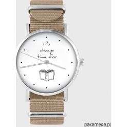 Zegarek - It is always time for... - beżowy. Brązowe zegarki damskie Pakamera. Za 129,00 zł.