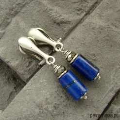 Klipsy damskie: Lapis i piryt – srebrne klipsy