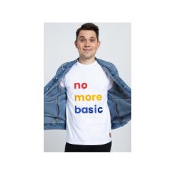 T-SHIRT HAFTOWANY MĘSKI NO MORE BASIC. Białe t-shirty męskie Republic of patterns, s, z nadrukiem, z dzianiny, wizytowe, z włoskim kołnierzykiem. Za 129,00 zł.