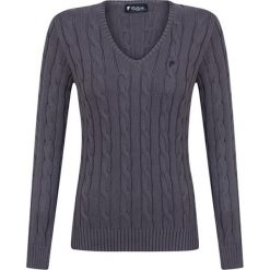 Sweter w kolorze antracytowym. Szare swetry damskie Denim Culture, l, z haftami, z bawełny, bez rękawów, bez kaptura. W wyprzedaży za 144,95 zł.