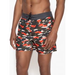 Spodenki kąpielowe, surfingowe, nadruk moro. Brązowe kąpielówki męskie marki La Redoute Collections, z nadrukiem, z poliesteru, eleganckie. Za 138,56 zł.