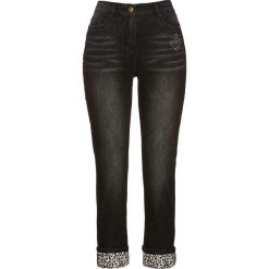 Dżinsy Premium z brokatowym połyskiem bonprix szary denim. Szare jeansy damskie bonprix. Za 149,99 zł.