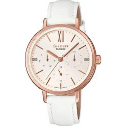 CASIO Sheen SHE 3064PGL-7A. Białe zegarki damskie CASIO, pozłacane. W wyprzedaży za 255,00 zł.