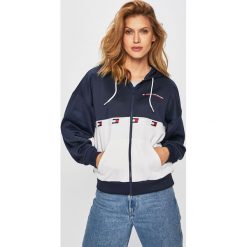 Tommy Sport - Bluza. Niebieskie bluzy sportowe damskie Tommy Sport, s, z nadrukiem, z elastanu, bez rękawów, z kapturem. Za 429,90 zł.