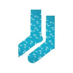 Skarpety niebieskie w kotwice. Niebieskie skarpetki męskie Em men's accessories, z bawełny. Za 29,99 zł.
