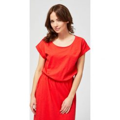 Sukienka bawełniana typu maxi. Czerwone sukienki damskie Moodo, xl, z bawełny, z okrągłym kołnierzem, maxi. Za 44,99 zł.