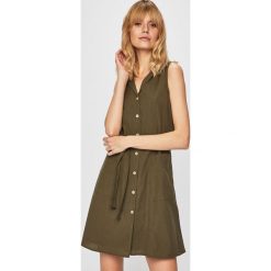 Vero Moda - Sukienka. Zielone sukienki damskie Vero Moda, na co dzień, m, w paski, z bawełny, casualowe, bez kołnierzyka, bez rękawów, mini, proste. W wyprzedaży za 99,90 zł.