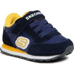 Sneakersy SKECHERS - Gorvox 97366N/NVGD Navy/Gold. Niebieskie trampki chłopięce Skechers, bez wzorów, z zamszu, na rzepy. Za 179,00 zł.