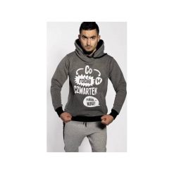 Bluza Grafit Co robię w czwartek ? ( Męska). Szare bluzy męskie marki ŁAP NAS, m, z nadrukiem, z bawełny, z kapturem, bez rękawów, bez kaptura. Za 159,00 zł.