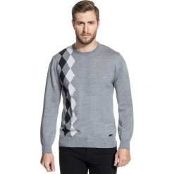 Sweter PIETRO SWP000077. Szare swetry klasyczne męskie marki Giacomo Conti, m, w geometryczne wzory, z wełny. Za 259,00 zł.