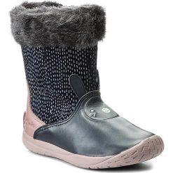 Kozaki dziewczęce: Kozaki CLARKS – PuppetTime Inf 261274916 Navy Leather