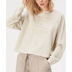 Bluza z raglanowymi rękawami - Kremowy. Białe bluzy damskie Sinsay, s, bez wzorów, bez rękawów, bez kaptura. Za 49,99 zł.