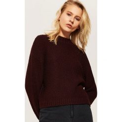 Sweter o ryżowym splocie - Bordowy. Czerwone swetry klasyczne damskie marki House, xs, ze splotem. W wyprzedaży za 19,99 zł.