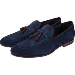 Buty Granatowe Florida. Mokasyny męskie LANCERTO, na lato, z bawełny, casualowe. W wyprzedaży za 399,90 zł.