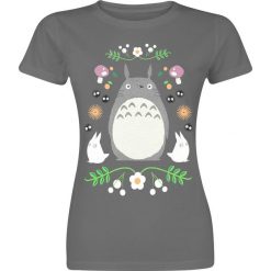 Mój Sąsiad Totoro Embroidery Koszulka damska szary. Szare t-shirty damskie marki Mój Sąsiad Totoro, s, z nadrukiem, z okrągłym kołnierzem. Za 99,90 zł.