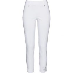 Spodnie 7/8 ze sztrasami bonprix biały. Białe spodnie damskie bonprix. Za 79,99 zł.