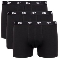 Komplet 3 par bokserek Cristiano Ronaldo CR7 Basic Trunk 3-Pack 8100-49-900. Czarne bokserki męskie Cristiano Ronaldo CR7, bez wzorów, z elastanu. W wyprzedaży za 89,00 zł.