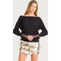 SWETER Patrizia Pepe. Czarne swetry damskie Patrizia Pepe, s, z aplikacjami, z bawełny, bez rękawów, bez kaptura. Za 593,40 zł.