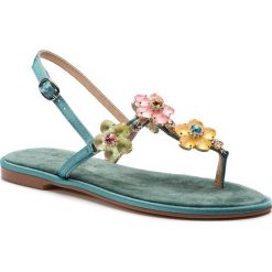 Sandały ALMA EN PENA - V19973 Suede Aqua. Zielone klapki damskie Alma en Pena, bez wzorów, z tworzywa sztucznego, bez obcasa, na obcasie. Za 399,00 zł.