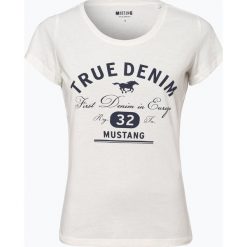 Mustang - T-shirt damski, biały. Białe t-shirty damskie Mustang, z nadrukiem, z dżerseju, bez kołnierzyka. Za 69,95 zł.