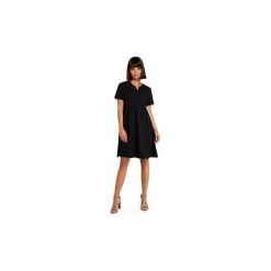 Sukienki Be B081 Sukienka mini odcinana pod biustem. Czarne sukienki damskie marki BE, s, bez wzorów, bez kołnierzyka, bez rękawów, mini. Za 129,00 zł.