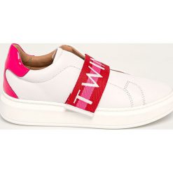 Twinset - Buty skórzane. Białe buty sportowe damskie Twinset, bez wzorów, ze skóry, sportowe. Za 839,90 zł.