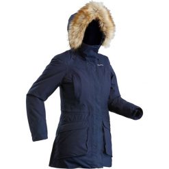Parka turystyczna WTP - SH500 U-WARM - damska. Niebieskie parki damskie QUECHUA, na zimę, xs, bez wzorów, z elastanu, długie, bez kaptura. Za 449,99 zł.