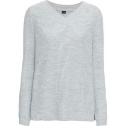 Sweter z dekoltem w serek bonprix jasnoszary melanż. Szare swetry klasyczne damskie bonprix, z dekoltem w serek. Za 109,99 zł.