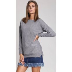 Szary Sweter Full Of Happiness. Zielone swetry klasyczne damskie marki other, l, prążkowane. Za 89,99 zł.