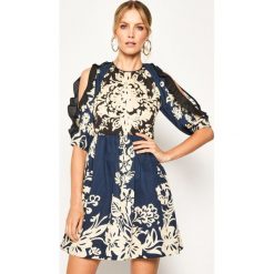 Sukienka koktajlowa Red Valentino TR0VAN05. Niebieskie sukienki damskie Red Valentino, bez wzorów, z bawełny, wizytowe, bez kołnierzyka, bez rękawów. Za 2249,00 zł.