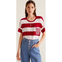 Mango - Top Mix. Czerwone topy damskie marki Mango, s, z elastanu, z okrągłym kołnierzem. W wyprzedaży za 29,90 zł.