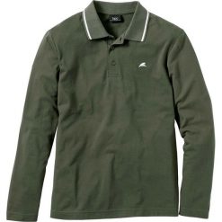 Shirt polo z długim rękawem bonprix ciemnooliwkowy. Zielone koszulki męskie bonprix, s, z haftami, z bawełny, klasyczne, polo, z długim rękawem, długie. Za 44,99 zł.