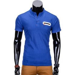 T-SHIRT MĘSKI BEZ NADRUKU S665 - NIEBIESKI. Niebieskie t-shirty męskie z nadrukiem Ombre Clothing, m, z bawełny, ze stójką. Za 35,00 zł.