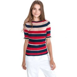 Pinko Alaterno Top Niebieski Czerwony. Czerwone topy damskie Pinko, l, w paski, z bawełny, bez rękawów, bez kaptura. Za 895,95 zł.