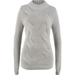 Sweter w warkocze bonprix jasnoszary melanż. Szare swetry klasyczne damskie bonprix. Za 69,99 zł.