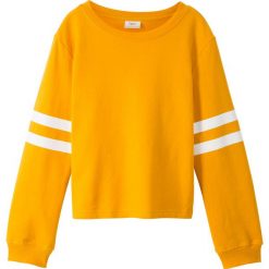 Bluza dresowa bonprix miodowy. Pomarańczowe bluzy dziewczęce bonprix, w paski, z bawełny, sportowe, bez rękawów, bez kaptura. Za 44,99 zł.